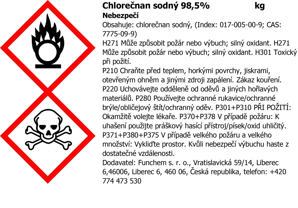 Chlorečnan sodný 98,5 % OMEZENÍ