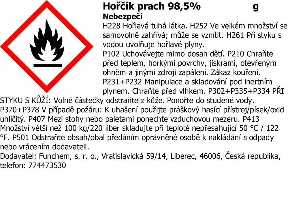 Hořčík práškový 99,8% 100 g