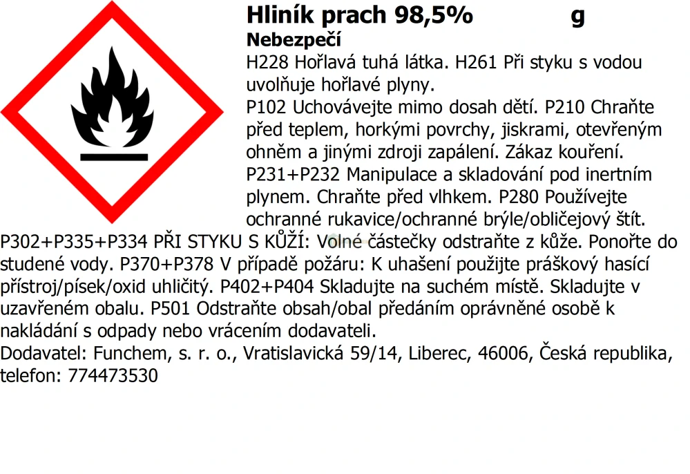 Hliník práškový 98% 100 g