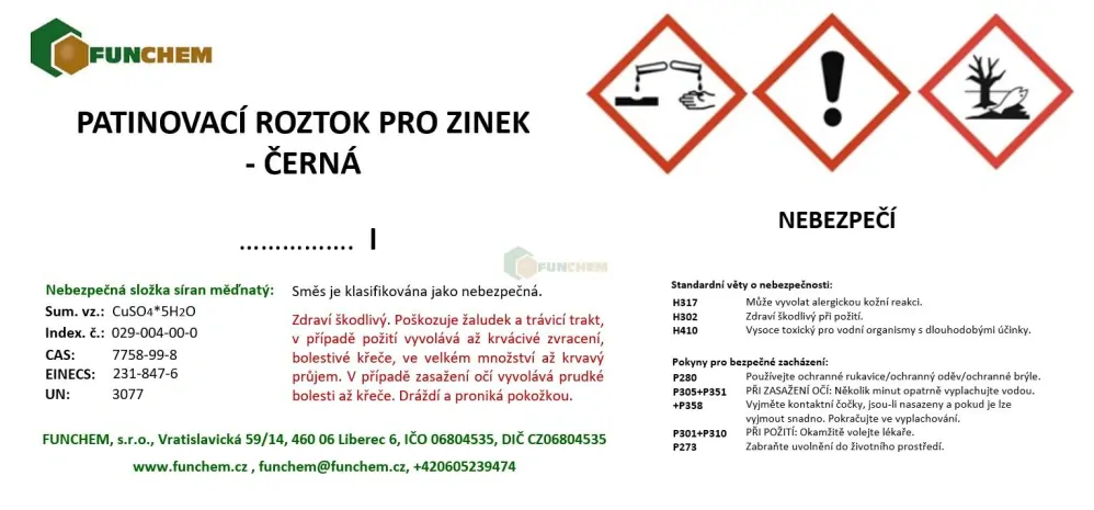 Patinovací roztok pro měď - černá I