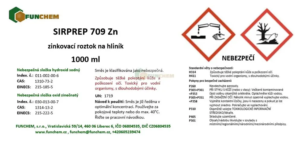 Sirprep 709 Zn - zinkovací roztok na hliník