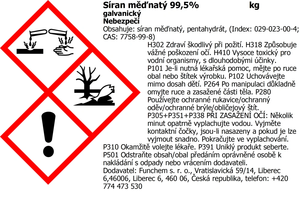 Síran měďnatý pentahydrát pro galvaniku