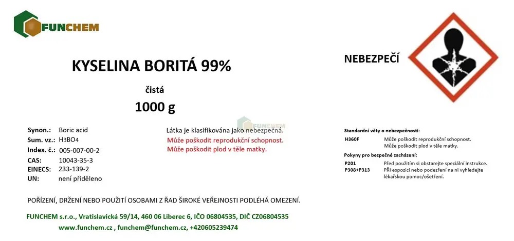 Kyselina boritá 99% OMEZENÍ