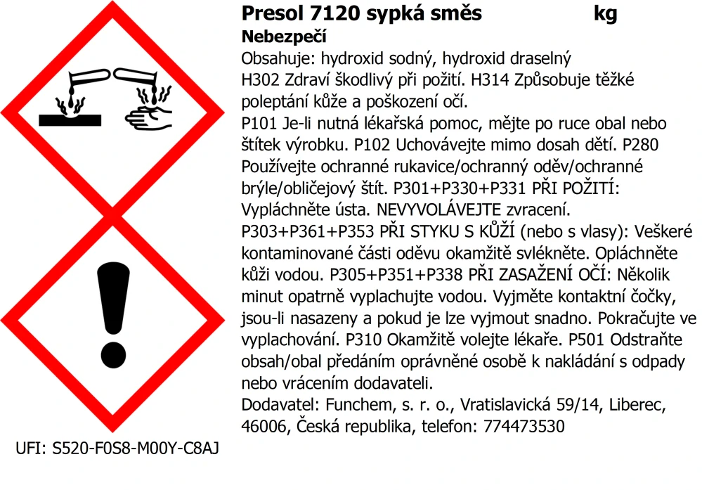 Odmašťovací lázeň alkalická PRESOL 7120 - sypká směs
