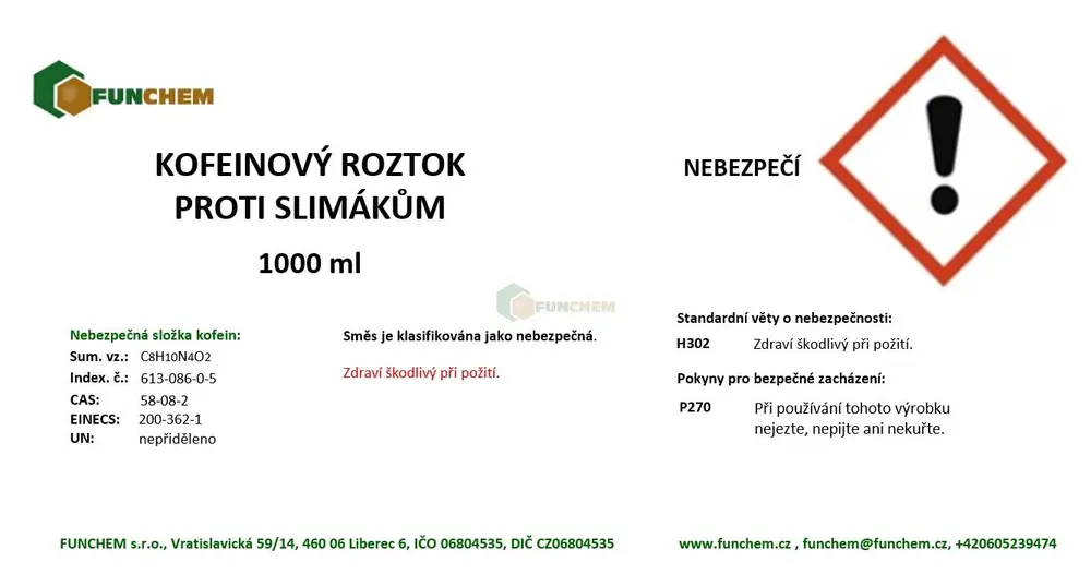 Kofeinový roztok proti slimákům