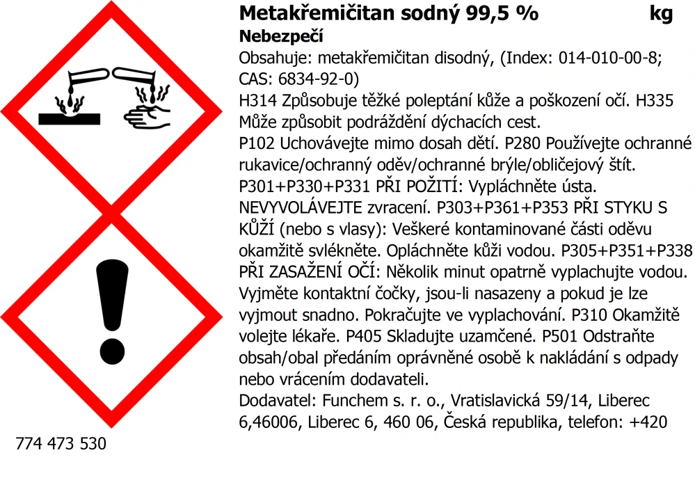 Metakřemičitan sodný pentahydrát č.