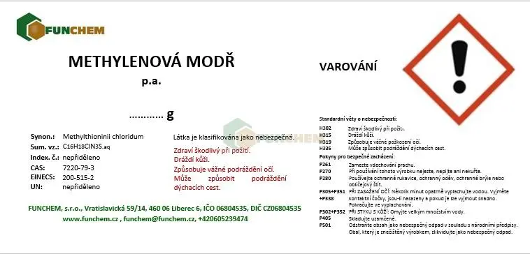 Methylénová modř p.a. 10 g prach