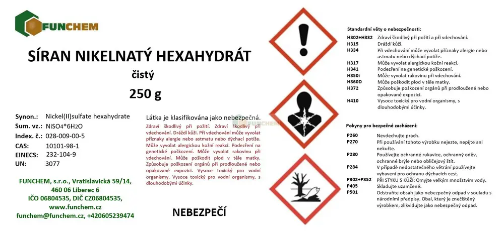 Síran nikelnatý hexahydrát 250 g