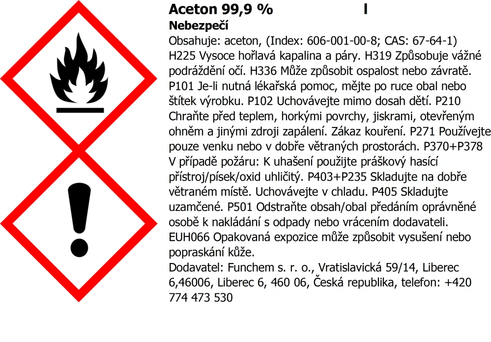 Aceton 99% čistý 500 ml