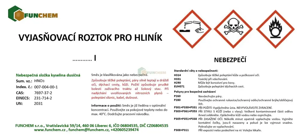 Vyjasňovací roztok pro hliník