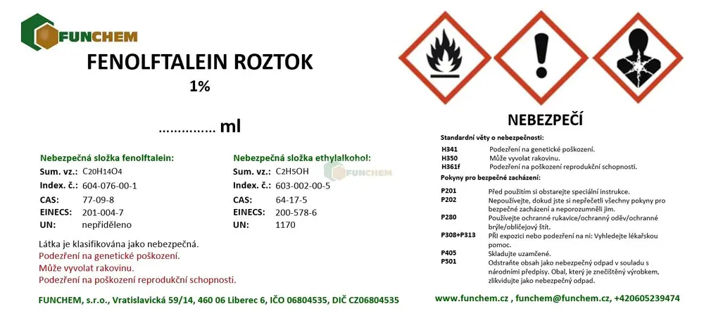 Fenolftalein roztok 1% 100 ml