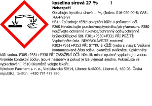 Kyselina sírová 27% Omezení