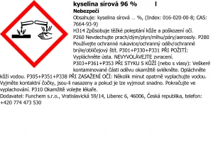 Kyselina sírová 96% 250 ml OMEZENÍ