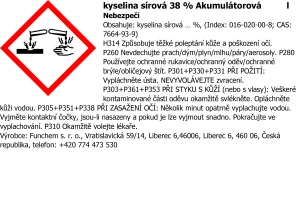 Kyselina sírová akumulátorová 32-38% OMEZENÍ